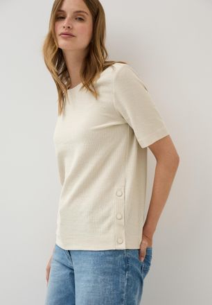 Cecil Rundhalsshirt CECIL, Damen, Gr. L (42), beige (light beige), Jersey, Obermaterial: 90% Baumwolle, 10% Polyester, unifarben, normal h&uuml;ftbedeckend, Rund