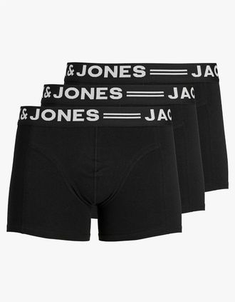 Jack & Jones Mens Jack & Jones SENSE 3 Pack Trunks Mens Black - Size: 32/34/35