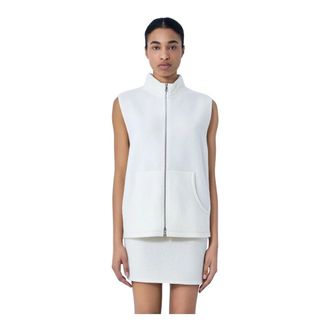 Rier Mouwloos Vest met Rits - Dames - Bodywarmers - Wit - L - Wol - Jassen