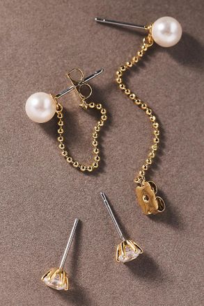 Nadri Venus Pearl Front-Back Earrings