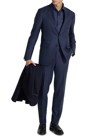Ermenegildo Zegna 15Milmil15 Faint Stripe Wool Suit in Navy Blue at Nordstrom, Size 44 Us