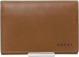 Gucci Pre-owned Card case - Dames - Vintage Accessoires - Bruin - ONE Size - Leer - Vintage
