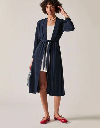 James Lakeland Womens Navy Jersey Longline Cardigan - Size: 12