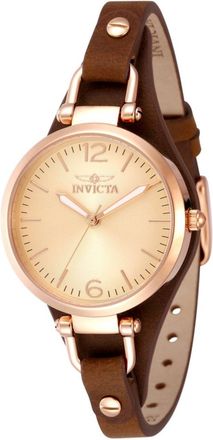 Invicta Wildflower 49590 Dameshorloge - Quartz Uurwerk - Roestvrij Staal met Roze Gouden Wijzerplaat - 32 mm
