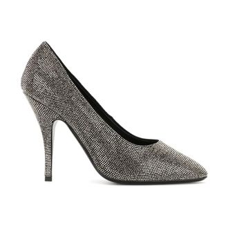 Ferragamo Schoenen, Dames, Grijs, 36 1/2 EU, Leer, Pumps met Kristallen