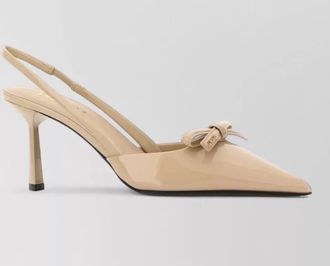 Prada leather pumps pointed toe mid heel bow