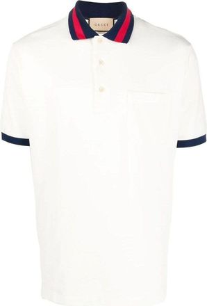 Gucci Cotton Piquet Polo With Web Collar Ivory 701735-XJELJ-9750