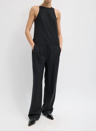 Tibi Recycled Tropical Wool Jumpsuit In Black