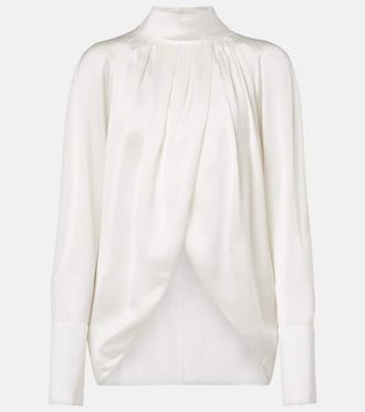 Balmain Draped silk satin blouse
