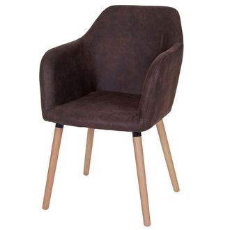 Hhg Nunca Usado] Silla De Comedor Malm&ouml; T381, Silla Silla De Cocina, Dise&ntilde;o Retro A&ntilde;os 50, Textil, Vintage Marr&oacute;n Oscuro, Patas Claras