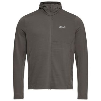 Jack Wolfskin Litestride Hooded Fullzip Fleecejacke f&uuml;r Herren | braun/grau