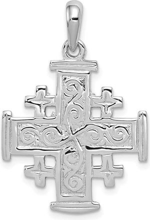Diamond2Deal 14k White Gold Jerusalem Cross Pendant