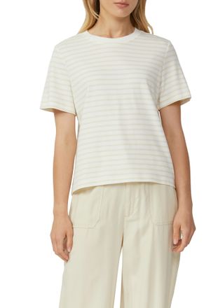 s.Oliver T-Shirt S.OLIVER, Damen, Gr. 40, weiss (wei&szlig; beige), Obermaterial: 100% Baumwolle, gestreift, regular fit taillenbedeckt, Rundhals, Shirts T-Shirt, mi