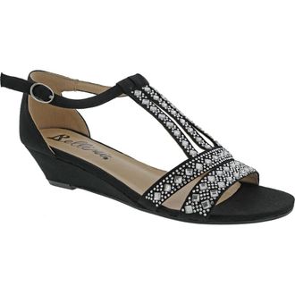 Bellini Larris Rhinestone Wedge Sandal in Black at Nordstrom Rack, Size 6.5