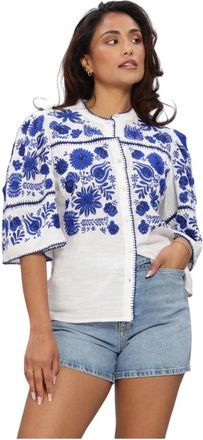 Antik Batik Matias Blouse - Dames - Blouses - Wit - S - Linnen - Overhemden