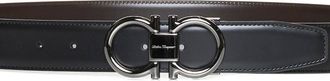 Ferragamo Mens Leather Belt Gancini Black Calf