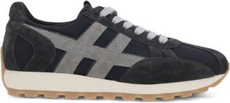 Hogan Black Sneakers With Textured Suede And Mesh Upper