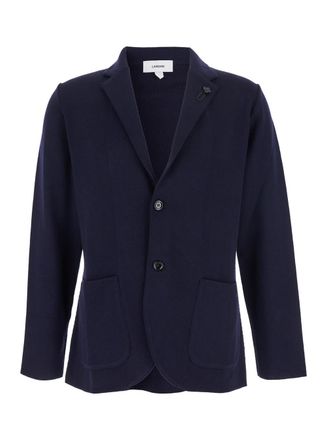 Lardini Blue Jacket With Classic Lapels And Button Fastening In Cotton Man
