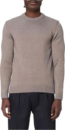 Zanone Girocollo Sweater - Heren - Ronde hals truien - Bruin - L - Leer - Truien & Vesten