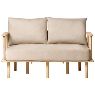 Beliani Beliani - Sof&aacute; 2 Plazas Estilo Minimalista Estructura De Madera Clara Tapizado En Tela Beige Asker
