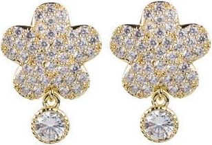 Kenneth Jay Lane Round-Cut CZ Floral Shape Drop Earrings in Clear-Gold at Nordstrom Rack