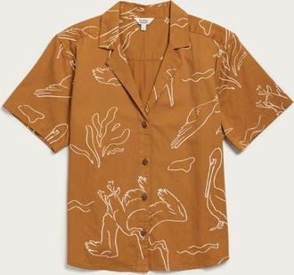 Bridge & Burn Mila Cropped Shirt in Shoreflight at Nordstrom, Size Xx-Large