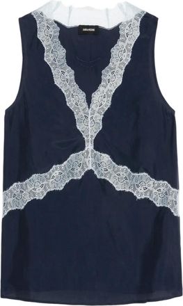 Zadig&Voltaire Tasao lace-trim top - Blue