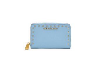 Michael Kors Jet Set Small Zip Around Card Case Womens Coin Purse Chambray 1, Leather