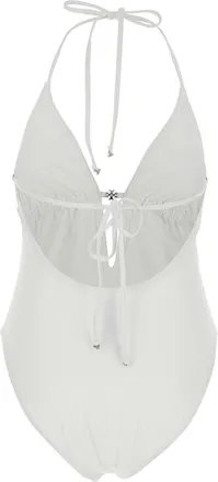 Tory Burch Womens One-Piece Swimsuit White Tech Fabric Swimwear Sea Clothing