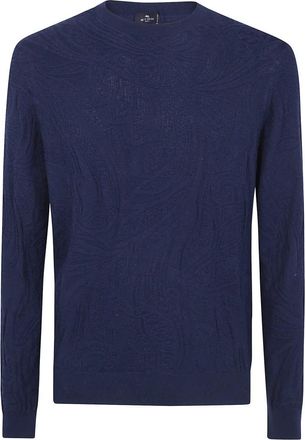 Etro Round-neck Truien - Heren - Ronde hals truien - Blauw - S - Truien & Vesten