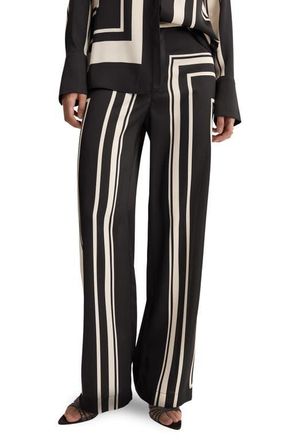 Mango Satin Wide Leg Pants in Black at Nordstrom, Size Medium