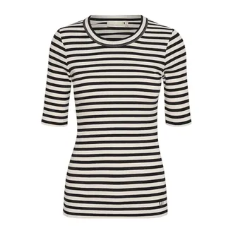 Inwear Tops, Dames, Veelkleurig, S, Gestreept T-shirt Zwart / Whisper White