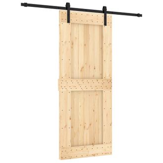 vidaXL Puerta Corredera Natural Y Negro 85 X 210 Cm Vidaxl