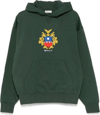 Bally Hoodies, male, Green, L, Forest Green Embroidered Hoodie