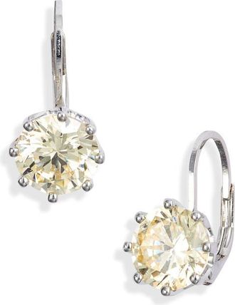 Nordstrom Round Cubic Zirconia Lever Back Earrings in Yellow- Platinum Plated at Nordstrom