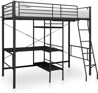 vidaXL Vidaxl - Estructura De Litera Con Mesa De Metal Negro 90x200 Cm