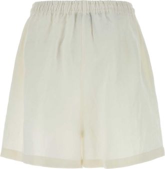 Prada Womens Linen Bermuda Shorts White Bermudas