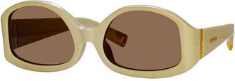 Jacquemus Sunglasses Geometric Full Rim, Shiny Black Frame And Brown Lens Jac/15C1