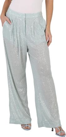 Rotate Ladies Wan Blue Transparent Sequins Trousers, Brand Size 34 (US Size 0)