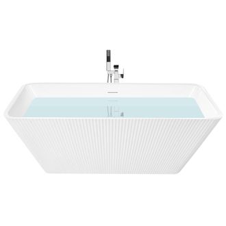 Beliani Ba&ntilde;era Independiente De Acr&iacute;lico Con Dise&ntilde;o Acanalado Moderno 170 Cm Ba&ntilde;o Blanco Atcama