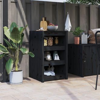 vidaXL Mueble De Cocina Exterior Madera Maciza Pino Negro 55x55x92 Cm Vidaxl