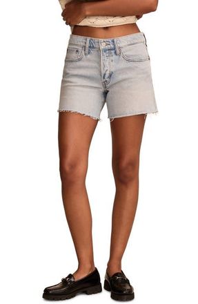 Lucky Brand 90s Raw Hem High Waist Midi Denim Shorts in Free Spirit Wash at Nordstrom, Size 31