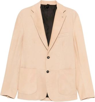 Tagliatore Leren blazer met twee knopen - Heren - Leren en Su&egrave;de Jassen - Beige - L - Leer - Jassen
