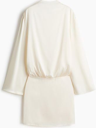 H&M Drapiertes Satinkleid - Cremefarben