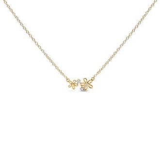 House of Brilliance 14K Yellow Gold Plated Sterling Silver Diamond Accent Floral Pendant Necklace in Yellow Gold Over Silver at Nordstrom