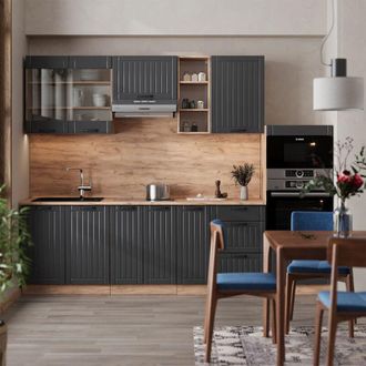 Vicco Mueble De Cocina Fame-line, Gris Oscuro, 280 Cm, Et M&aacute;rmol, Vicco