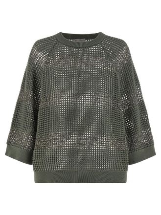 Brunello Cucinelli Green Dazzling Stripes sweater