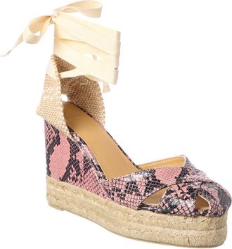 Castaner Chabeli Snake-Embossed Leather Wedge Sandal