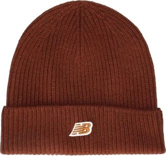 New Balance logo-patch beanie hat - men - Acrylic - One Size - Brown