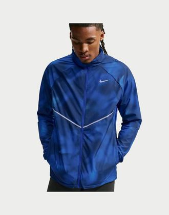 Nike uomo Miler Repel giacca stampata con protezione UV in blu